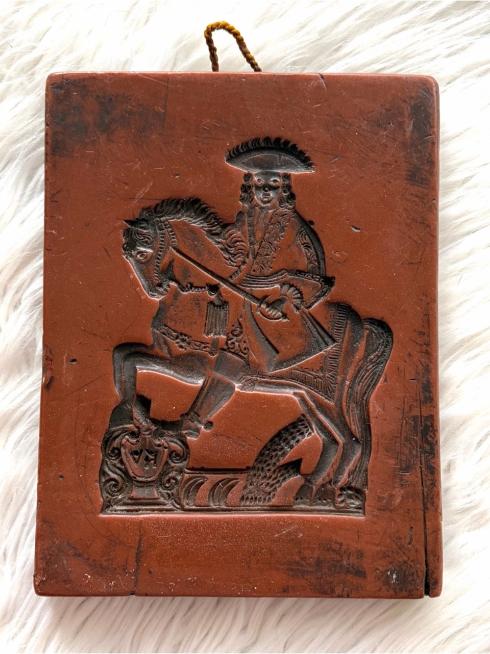Vintage Springerle Mold, Rider on Horse Cookie Mold  Wall Folk Art